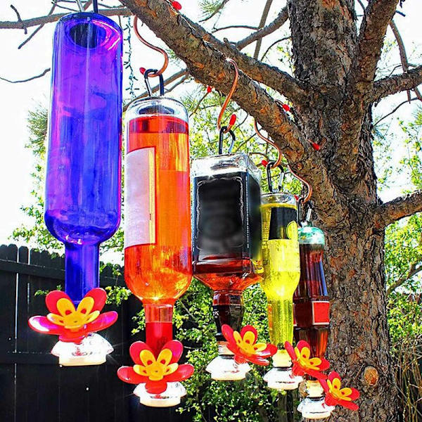 Hængende fuglefoderautomater DIY fuglefoderautomater sæt forvandl dine egne genbrugsflasker til den bedste fuglefoderautomat, 2 blomster