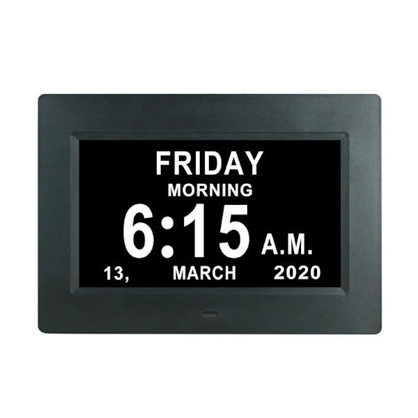-7 tum LCD digital klocka kalender med datum dag och tid icke-förkortad klocka automatisk dämpning 8 språk ​​HD-skärm påminnelse för Alzheimers Elde