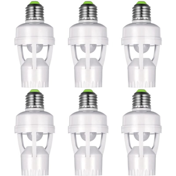 6Pcs Motion Sensor Light Socket Smart Screw in Bulb Socket Compatible with E27 Bulb Holder Adapter