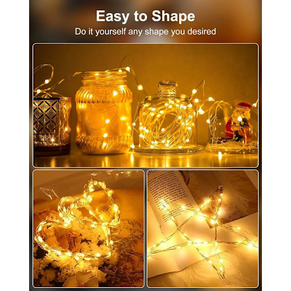Fairy String Lights Batteridrivna Vattentäta Silvertråd 7ft 20 för DIY Bröllop Fest Sovrum Patio Jul
