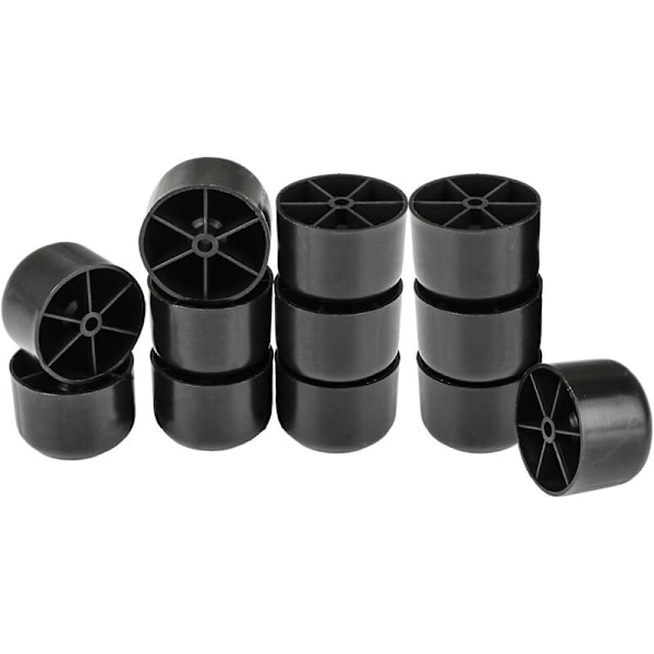 12 stk. sorte møbelben 50x35mm plast runde til sofa - Sunny