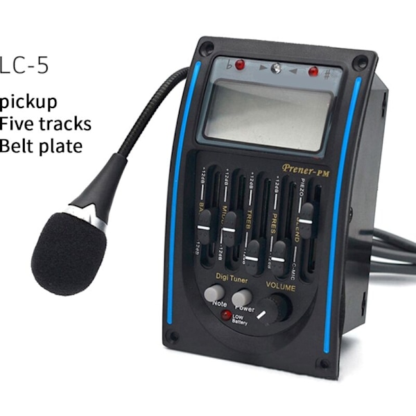 Akustisk Guitar 5-bånds Equalizer Forforstærker Guitar Stemmer Piezo Mikrofon med Skærm LCD Mikrofon
