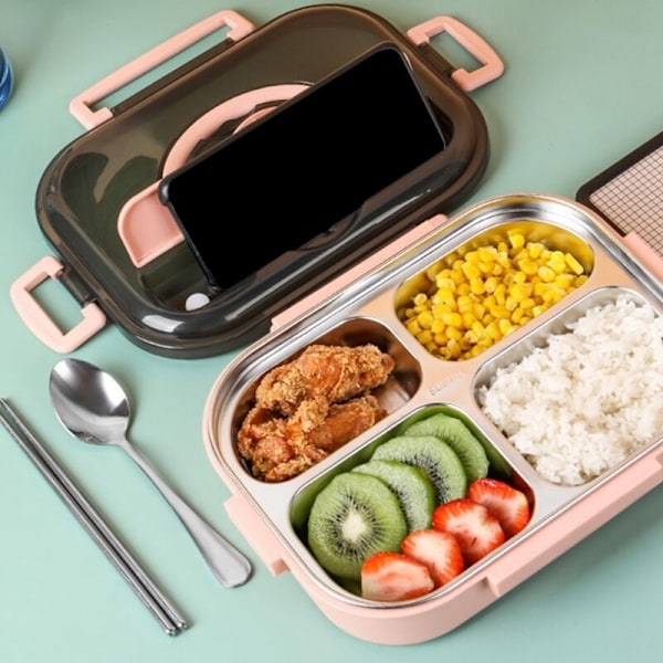 Lunchbox Japansk Stil Lunchbox för Barn Student Matbehållare Material Läckagesäker Kvadratisk Lunchbox med Fack Grön