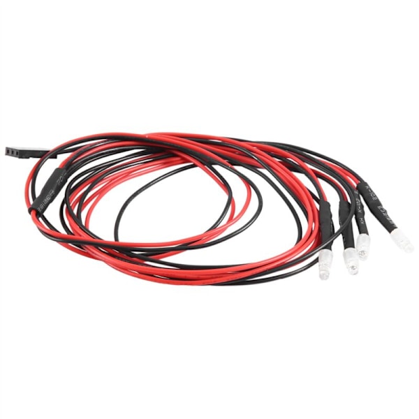 4 LED 3mm RC Ljus Kit för 1/10 Bil Lastbil Crawler Modell Drift Strålkastare Bakljus, Vit & Röd