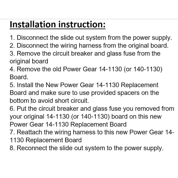 2 set 14-1130/140-1130 RV Power Gear skjutbart relä kontrollkort 246063