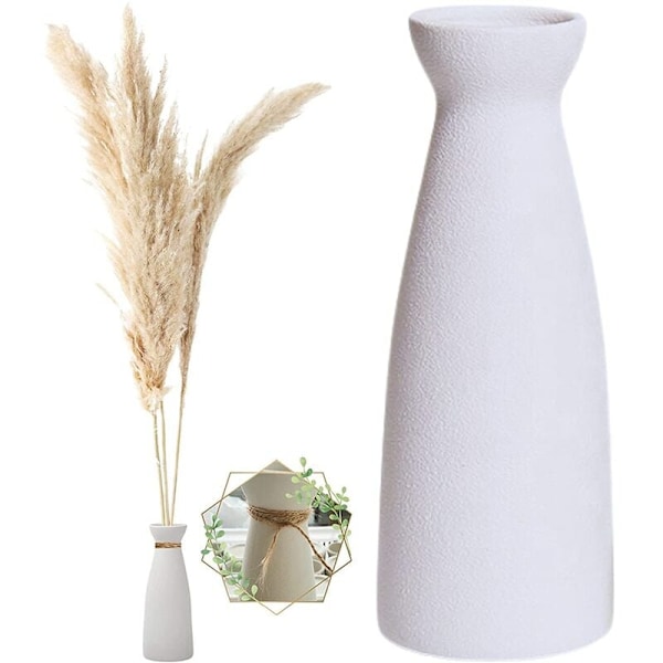 Hvid Keramisk Vase, Moderne Boho Hjemmeindretningsstil, til Dekorative Tørrede Blomster til Spisebord Midterstykker