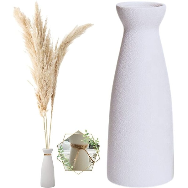 Hvit keramisk vase, moderne boho hjemmedekor stil, for dekorative tørkede blomster til spisebordssenter