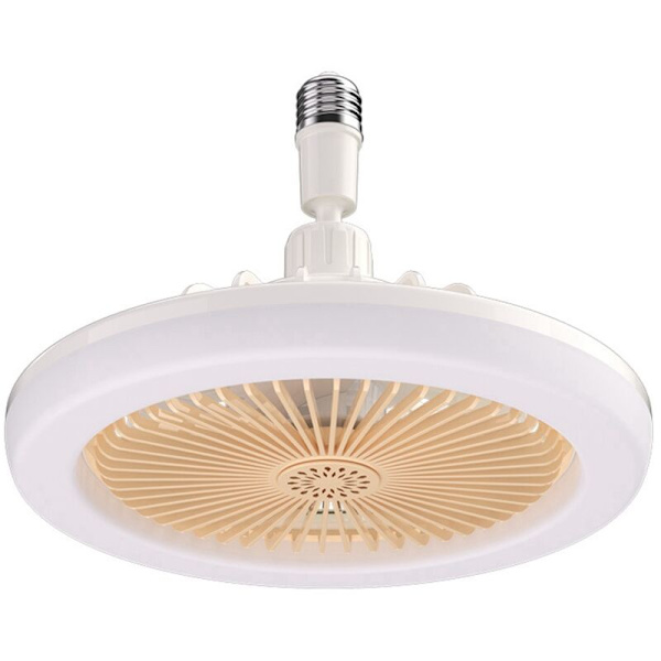 Takvifte med fjernkontroll og lys 30W LED lampe vifte Smart stille takvifte E27 konverteringsbase grå