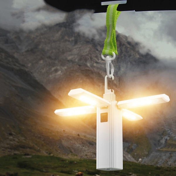 Laddningsbar Solcampinglykta 2000mAh Vikbar Campingtältlampa, Solenergi, 3 Belysningslägen, Utomhus Hängande Sollampor, Nödljus