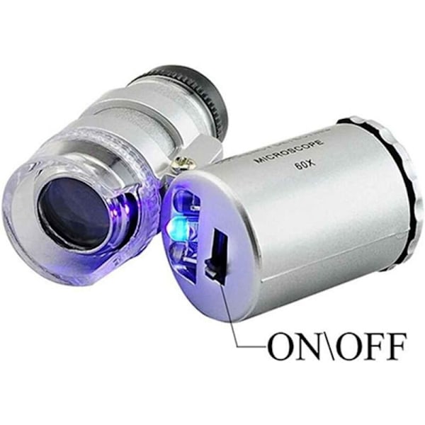 Belyst Lupe 60X Håndholdt Lupe Mini Håndholdt Mikroskop UV Lupe Valutadetektor Juveler Lupe med LED Lys