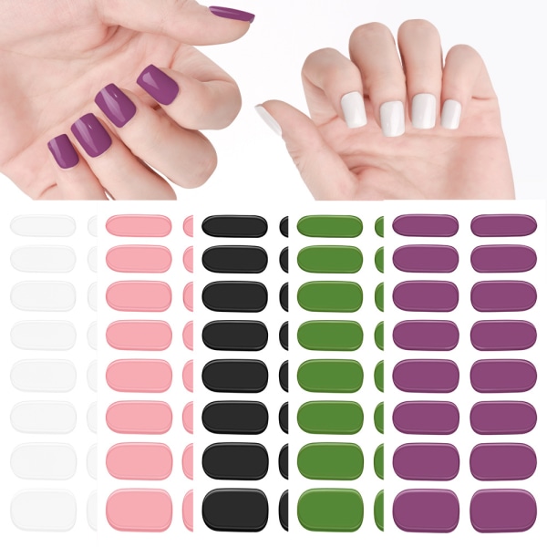 Fuld neglepakke neglelakstrimler ensfarvede neglestrimler til kvinder Selvklæbende gel-negleklistermærker 80 klistermærker