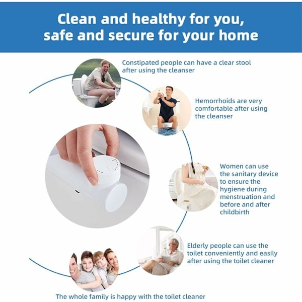 Toilet Bidet, Ultra-tyndt badeværelse Bidet toiletsæde kit, til varmt og koldt vand med indtrækkelig dobbelt selvrensende dyse, forreste og bageste rengøring
