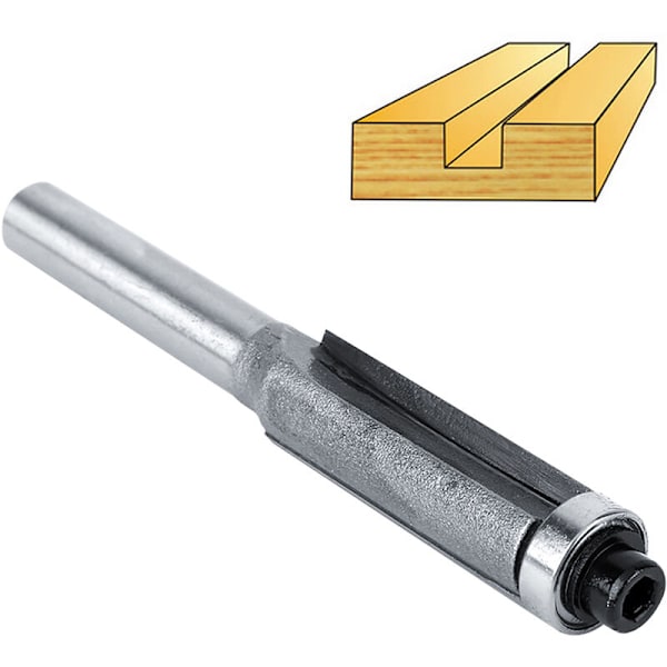 Flush Trim Router Bit, 1/4 3/8 10mm Flush Straight Trim Bit 1/4 Shank 2 Flutes Toppkulelager, Bearing Flush Trim Bit