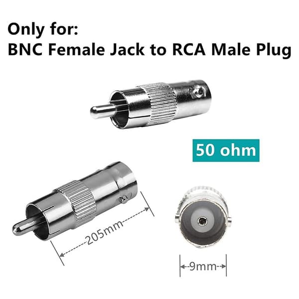 50-pack BNC-hane till RCA-hane, rak kontakt adapter för CCTV-säkerhetskamera