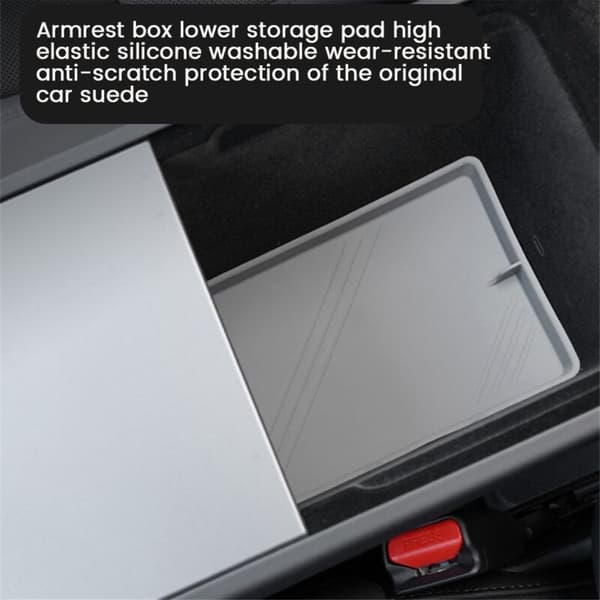Til + Ny Model 3 2024 Central Control Armrest Opbevaringsboks Silikone Bil Interiør Tilbehør Grå
