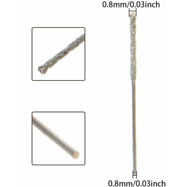 20 stk. sæt 0,8 mm diamantbelagt spids twist bor til glas sten flise