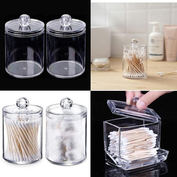 Bomuldsvatpindholder Opbevaringsdispenser, Transparent Bomuldsvatpindholder, Apotekerkrukker med låg til badeværelse