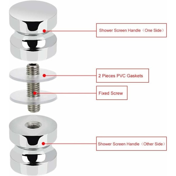 2 kpl suihkuovenkahvaa kylpyhuoneen suihkuovenkahva 30 mm kiillotettu kromi korvaavat ovenkahvat pyöreä lasiovenkahva ruostumaton teräs kestävä