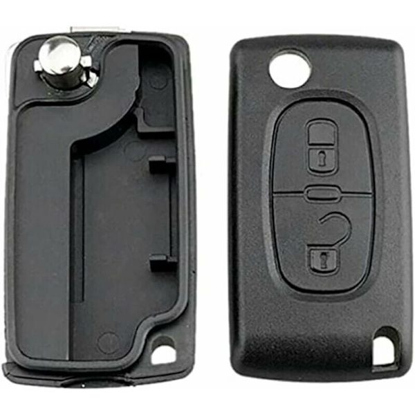 Candyse 2-knapps nyckelskal kompatibelt CE0523 Vikbart flippnyckel för Peugeot 207 307 308 407 408 3008 5008 Citroen C2 C3 C4 C5 C6 C8 (2 knappar, CE052