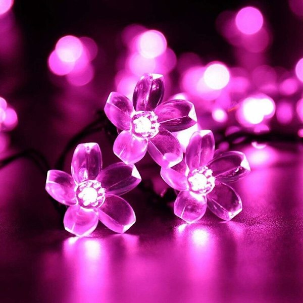 Solcelled Blomsterlysstreng, Vanntett 7m 50LED Pæreblomster Solcelledrevet Lysstreng for Hage Hjem Bryllup Fest Juledekorasjoner
