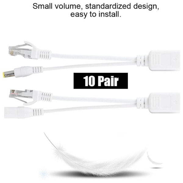 10 Paria Poe IP-kameran RJ45 Ethernet-kaapeli-injektorin sovitin DC 12V -