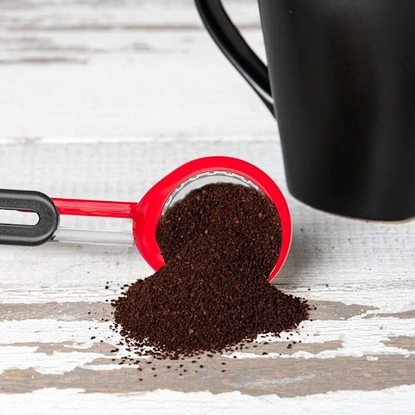 Justerbar Pulvermåleske Lever Kaffe til Kaffe, Proteinpulver, Te, Sukker, Mælk (Rød)
