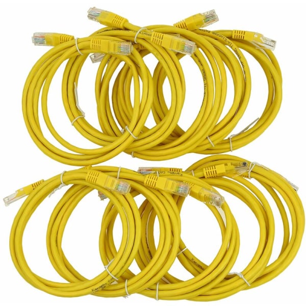 RJ45 Ethernet Cat5 LAN-netværkskabel Patch-ledning Gul, 10 stk. 1,5 M