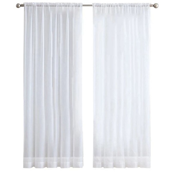 4 paneler hvite gjennomsiktige gardiner 84 tommer lange stanglomme vindusbehandling gasbind Voile gardiner for soverom