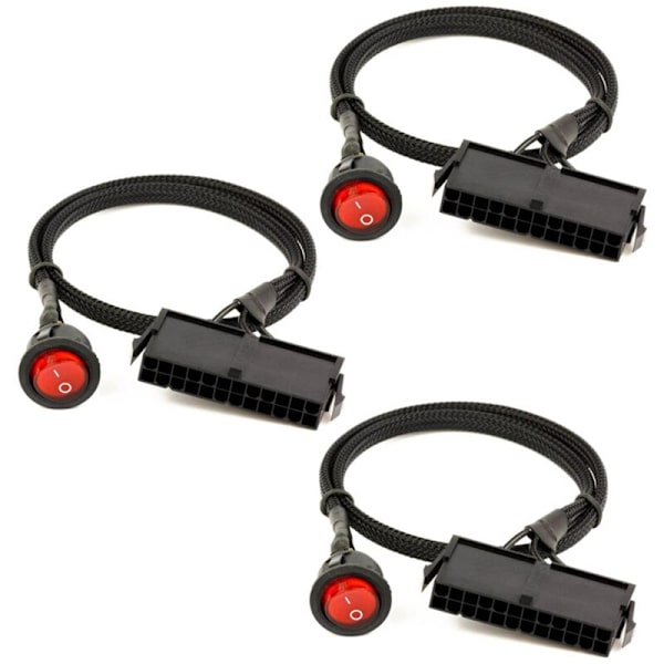 3X 24-polet ATX PSU PC Strømkilde Boot Tester Jumper Kabel med Tænd/Sluk-kontakt, 50cm