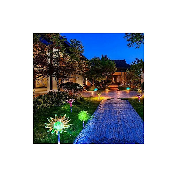 Solcelled Blomsterlys Utendørs, Sett med 3 Solsikke Lilje Hagedekorasjoner, Hage Solcellelampe, Fargeskiftende LED Hagelys (IP65 Vanntett For)