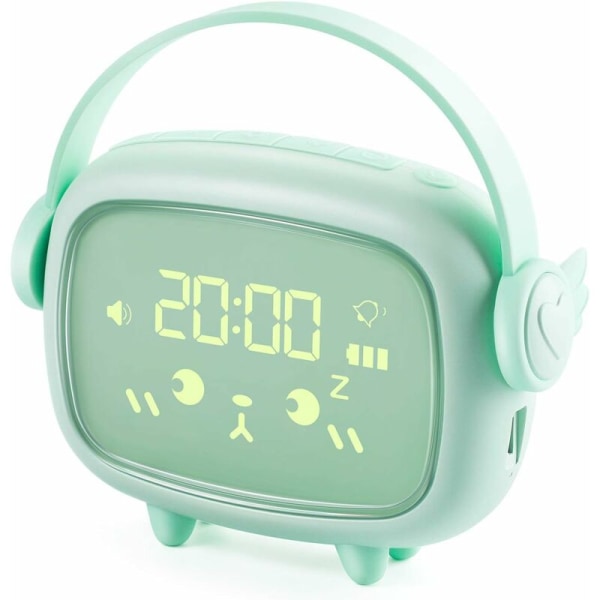 Børnevækkeur, genopladeligt digitalt vækkeur med LED-skærm, 2 alarmer, natlys, snooze-funktion Wake Up Light Sengeur Morgenalarm