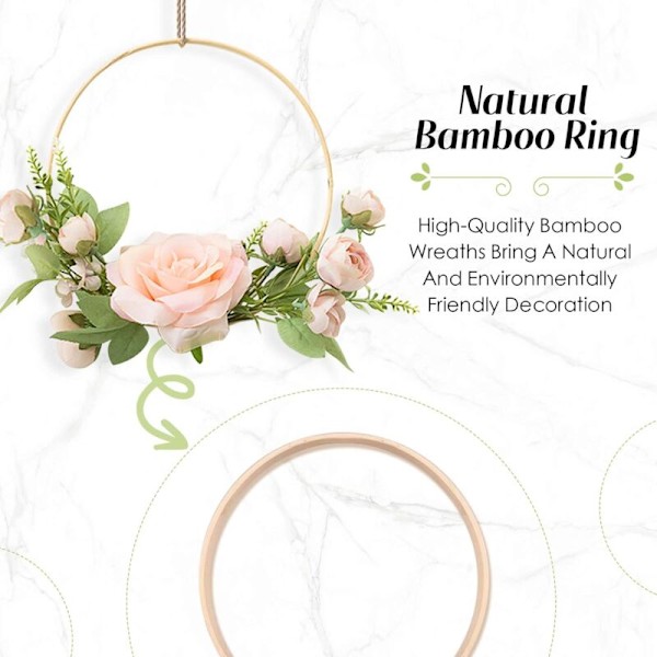 Hoop Bryllupskrans Vægflorer, Dekorativ Krans Kunstige Blomsterguirlander, Rund Rammeguirlande til DIY Arrangement, Bryllupshåndværk Dekoration (Hvid)