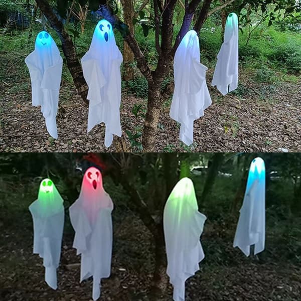 Halloween hængende spøgelser 27,5 tommer 3 søde vindpose flyvende spøgelse til gårdhave græsplæne