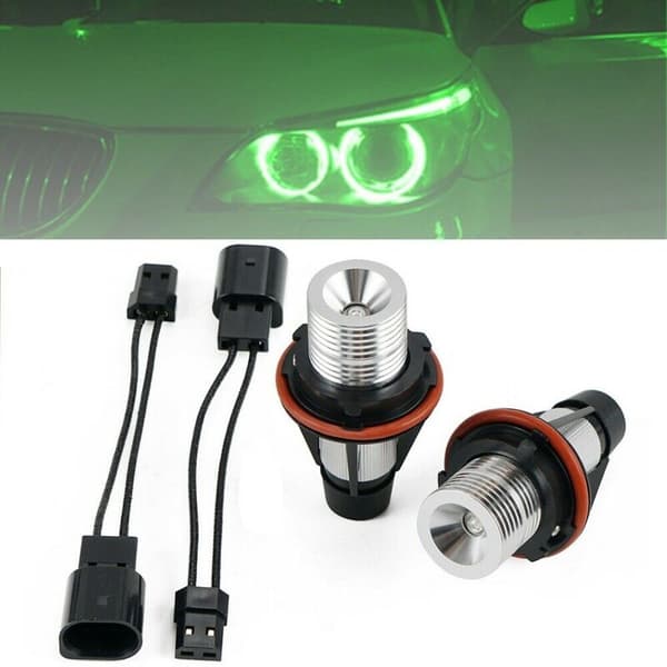 7000K vihreät LED-polttimot Halo Marker Eyes D' for E39 E53 E60 E63 E64 E66 E87 5 6 7 X3 X5 [2 kpl sarja]