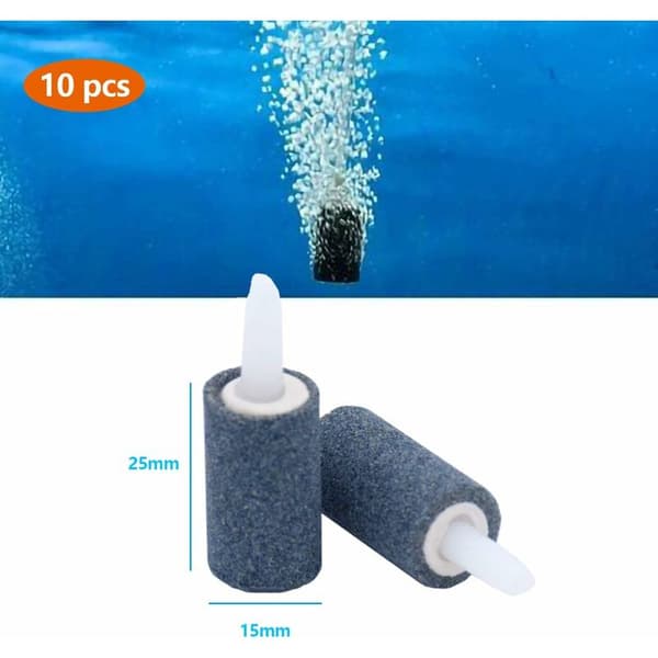 Luftsten för akvarium, 10 st 2,5 cm akvariecylinder bubbeldiffusor för akvarieluftpump -