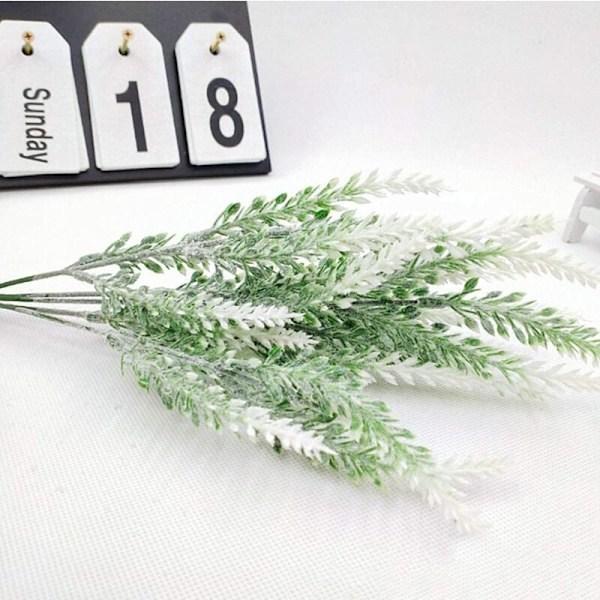 10 st konstgjorda blommor flockade lavendelbuntar falska växter bröllop brudbukett kök bordsdekoration vit