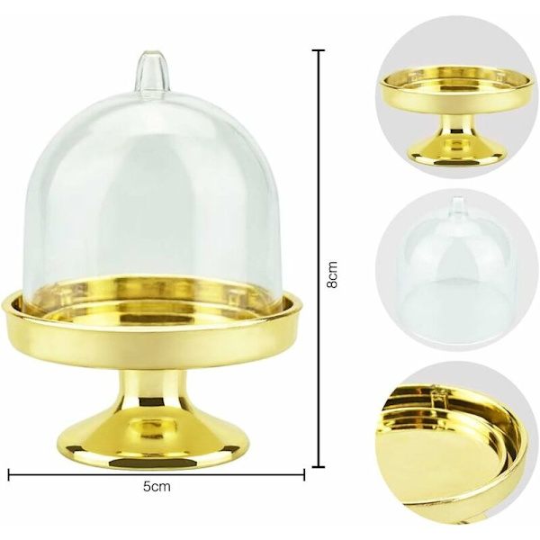 12 stk. Mini Kage Stativ, Cupcake Display Plade Slikholdere Plastik Slikboks til Chokolade, Ost, Kokos Makroner, Romkugler (Guld)