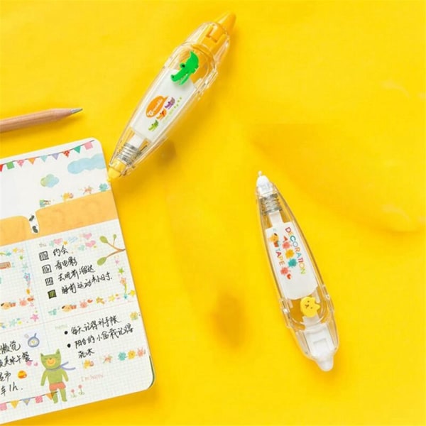 6 stk. DIY søde dyr tryk type dekorative pen, søde dyr blonder korrektion tape dekorative pen