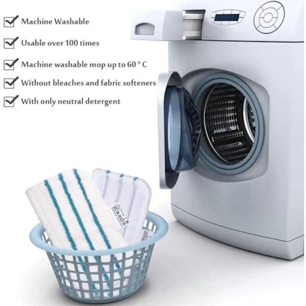 5 Suorakulmaista Mikrokuitu Puhdistuslisävarustetta Black+Decker Höyrymopille - Vaihto FSMP20 - Sopii FSM1630, FSM1616, FSM1605, FSMH13E5, FSM1321, F
