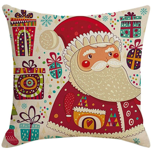 Julepute Santa firkantet dekorpute putetrekk for pute sofa sete bil gave 45X45Cm