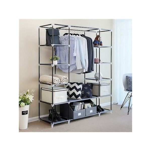 Förvaringskabinett, garderobsskåp för vuxnas sovrum, hopfällbart klädställ, hopfällbart klädställ, för kapprum, sovrum, arbetsrum, 175 150 45cm-
