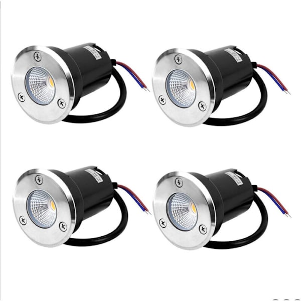 4 LED Inbyggd Markspotlight, 5W Inbyggd Golvlampa för Utomhus, Utomhus Inbyggd Markspotlight, Rostfri, Belastningsbar upp till 800kg, 12V-24V DC