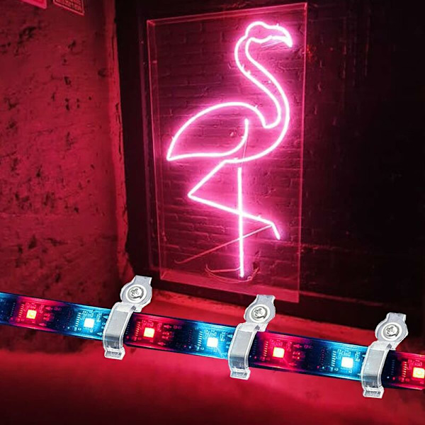 100 stk. 10mm LED Strip Fastgørelsesklips, LED Strip Fastgørelsesklips, Lysbåndsmonteringsbeslag til LED Striplys (Klar Epoxy)