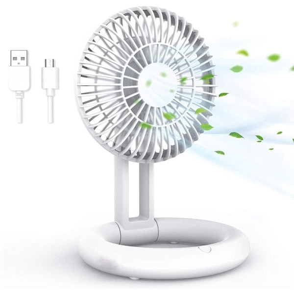 Fans Adjustable Desk Fans USB Rechargeable Table Fans Foldable Portable Personal Fan for Home Office White