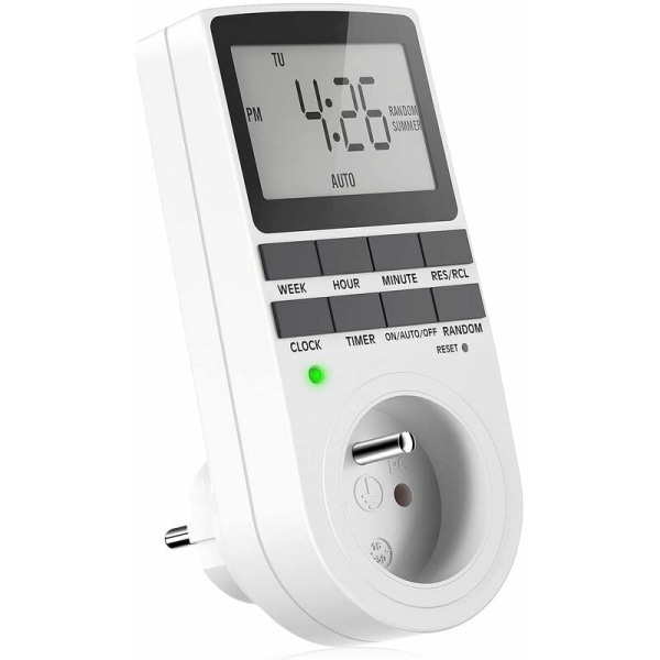 Digital programmerbar stikkontakt, ukentlig digital timer med LCD-skjerm, 12H/24H/7Dagers elektrisk stikkontakt-timer, energisparing for husholdningsapparater og belysning