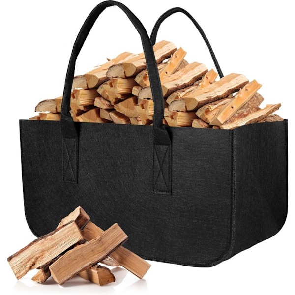 Vedkorg, Vikbar Eldstadskorg, 50x25x25cm Multifunktionell Shoppingväska, Inomhus Vedförvaring för Ved Tidningar Leksaker Shopping