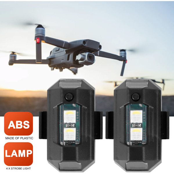 LED-stroboskooppivalo droneille, 7 väriä, USB-lataus, yövalot Air 2S/Mini 2/polkupyörälle/maastopyörälle/autolle/moottoripyörälle, 4 kpl