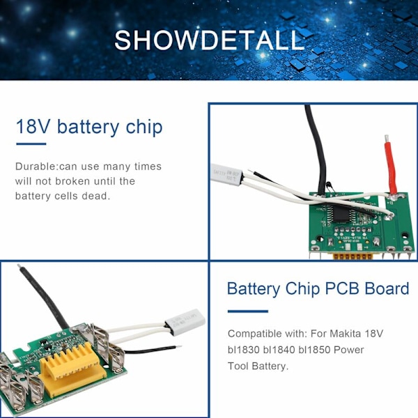 Deler av PCB-kretsmodulbrett, Ionbeskyttelse for erstatningsbatteri PCB Ionbatteri 18V PCB-brett for 18V Bl1830 Bl1840 Bl1850