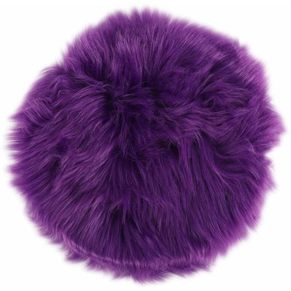 Faux fårskinn ullmatta 30 x 30 cm Matta fluffig mjuk långhårig dekorativ stolskudde soffmatta (lila rund)