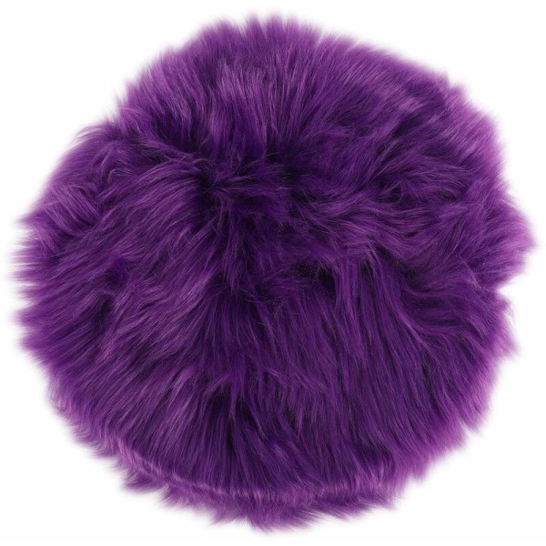 Imiteret Fåreskind Uld Tæppe 30 x 30 cm Tæppe Fluffy Blød Langhåret Dekorativ Stolpude Sofa Måtte (Lilla Rund)